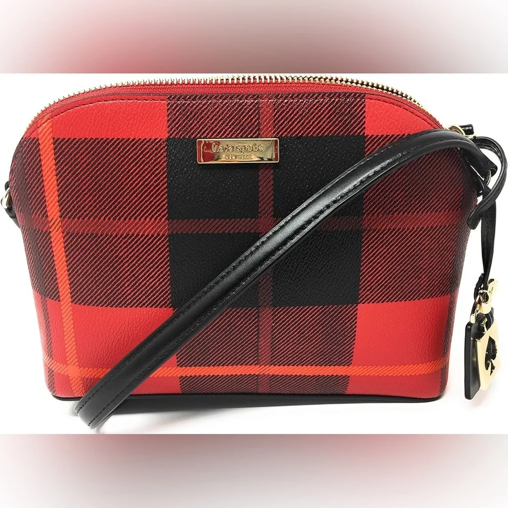 Kate Spade Hanna red Plaid Crossbody Bag
